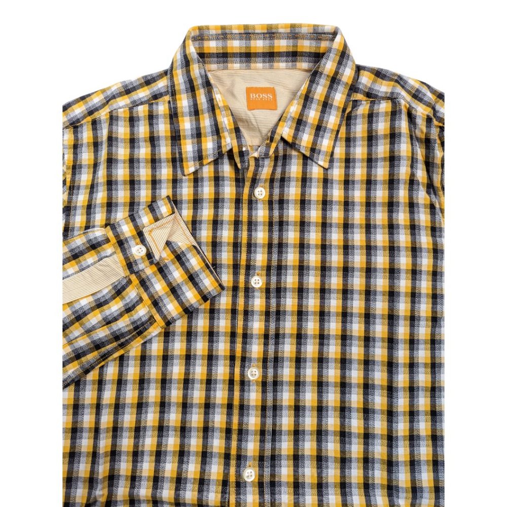 Boss Hugo Boss Plaid Cotton Button Down Shirt Sz S EUC